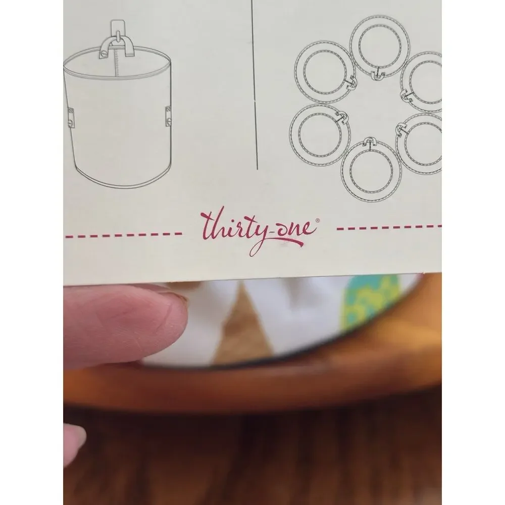 New Thirty-One Oh-Snap Bin Round Ice Cream Print Storage Bin w/ Handles, Hanging